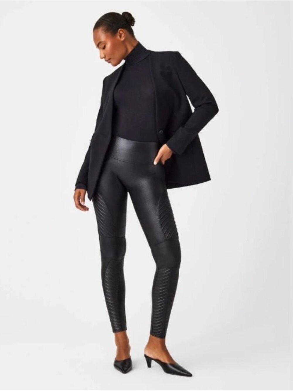 Spanx Faux Leather Moto Leggings size XS